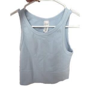 Light Blue Ribbed Cropped Tank Top